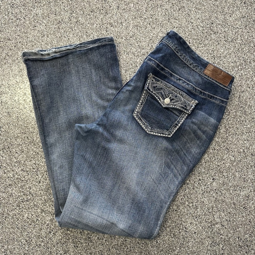 Ariya Jeans Womens 18 38x32 Mid Rise Bootcut Thick Stitch Flap Pockets Western